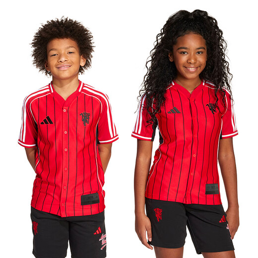 Adidas (adidas) children's clothing 25 autumn children's Manchester United casual cultural shirts big children's football sports short-sleeved shirts jersey JN2908 JN2908 Manchester United Red 128