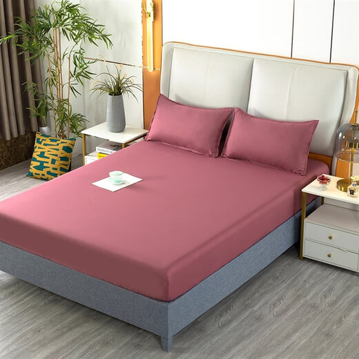 Yun-colored fitted sheet, bed cover, protective cover, mattress cover, single piece Simmons thickened non-slip all-inclusive thickened solid color fitted sheet without pilling 180cmx200cm