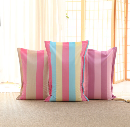 曼施黛老粗布枕套枕套1只棉山东特产老粗布枕套1只加厚拉链式成人学生 红粉双色70*45枕套一个