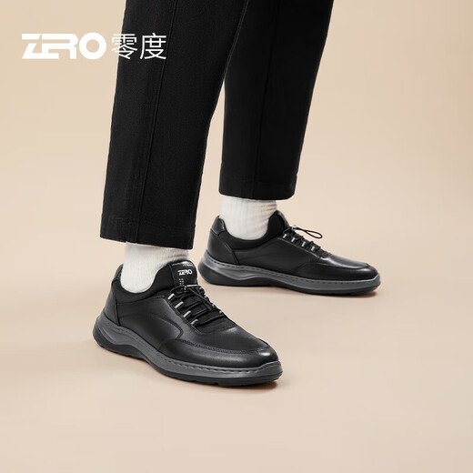 Zero men's shoes, sports casual shoes, thick-soled shoes, wear-resistant, fashionable, versatile and comfortable sports shoes for men, black 42