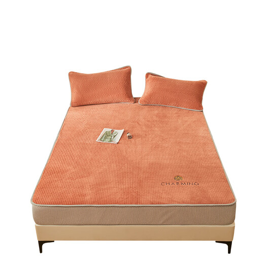 Gudie milk velvet quilted fitted sheet single piece thickened and warm winter Simmons mattress protector embroidered dustproof bed cover rock gray 180cmx200cm single fitted sheet