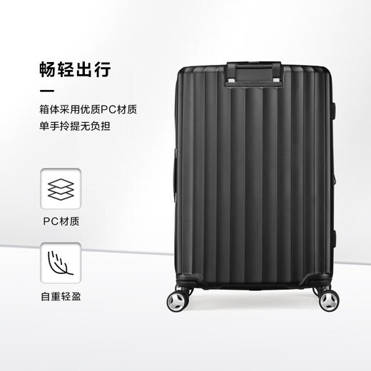 Samsonite Luggage 20-inch Trolley Case Fashionable Vertical Stripe Travel Bag Black GU9 Password Carry-on Case