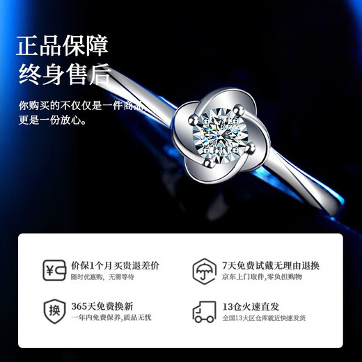 China Gold (CHINA GOLD) four-leaf clover diamond ring for women to express love and propose, light luxury diamond ring birthday gift for girlfriend and wife, high-end and practical four-leaf clover diamond ring for women