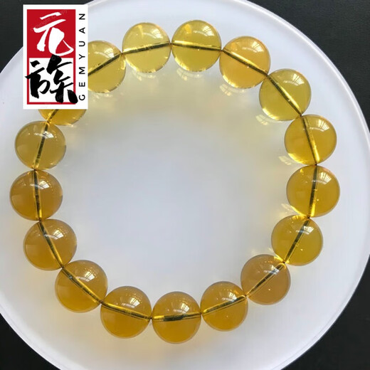 Yuan clan top concubine Burmese amber purified water blue amber bracelet 11mm single circle gold blue men and women sky blue small hand picture color