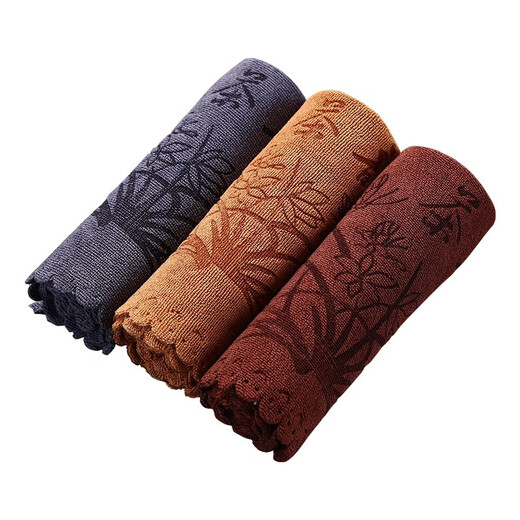 Tea towel, thickened absorbent tea cloth, Kung Fu tea set, pot towel, coffee table, tea table rag pad, Zen Tao tea table accessories, three packs, 30*30cm, coffee color, thickened