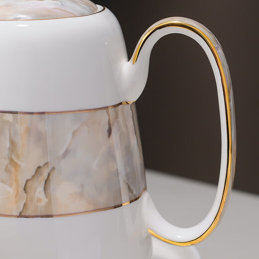 Yanze Light Luxury Wedding Gifts Wedding Gifts for Newlyweds Tea Sets Cup Sets Housewarming Gifts Rotatable Eight-piece Stone Pattern Elegant Water Sets-Gift Box