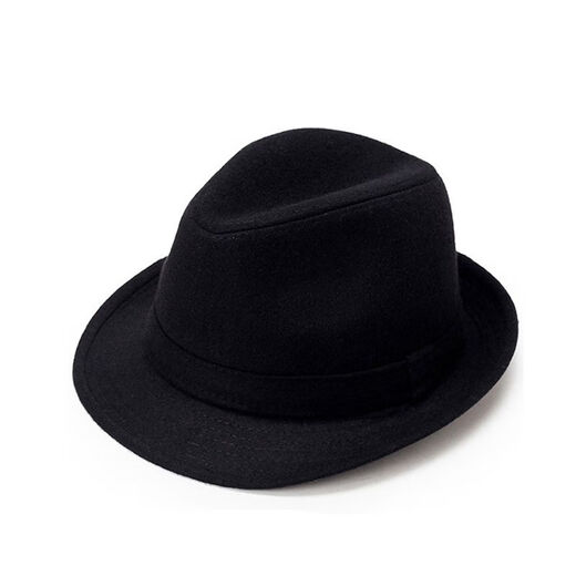 Woodpecker Hat Men's Winter Woolen Top Hat Thickened Autumn and Winter Middle-aged and Elderly Dad Jazz Hat Men's Winter Old Man Hat Black Woolen (One) 58CM