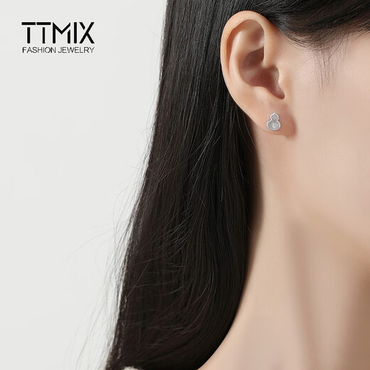 TTMIX New Chinese Style Women's Platinum Earrings pt950 Gourd Platinum Earrings Fashionable Temperament for Your Girlfriend 2.0-2.2g