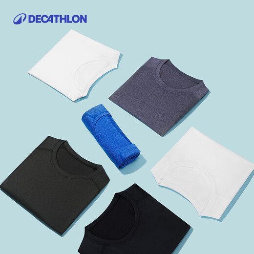 Decathlon sports short-sleeved T-shirt quick-drying clothing for men breathable aerobic fitness sports T-shirt for men light 4108229 smoke gray XL