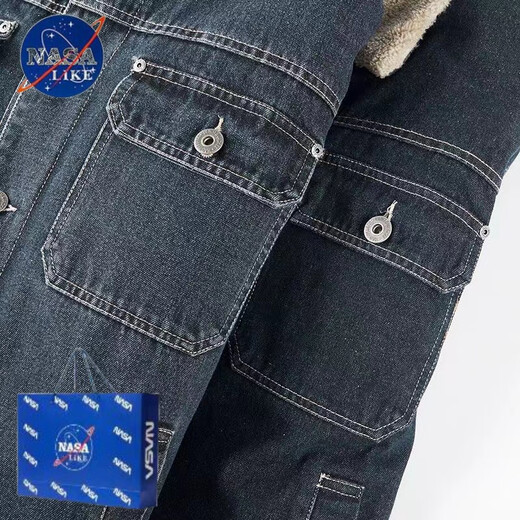 NASALIKE fleece jacket denim jacket men's winter all-match warm lambswool cotton coat windproof and cold-resistant thickened men's top dark blue M (spiritual boy) 90-110Jin Jin equals 0.5 kg
