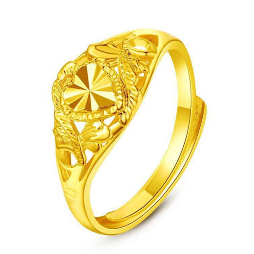 Putino Hong Kong duty-free gold-colored gold ring women's real gold ring women's ring live mother's wedding gift large flower ring standard