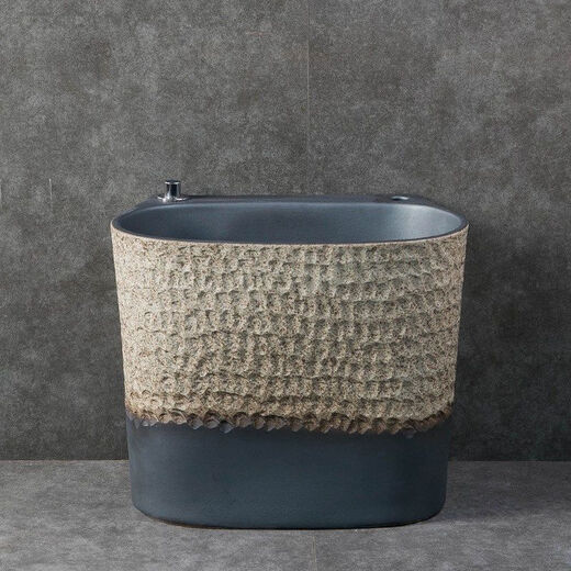 CLCEY balcony outdoor mop pool integrated raised mop pool home bathroom courtyard rectangular ceramic sink basin A type mop pool (send water)