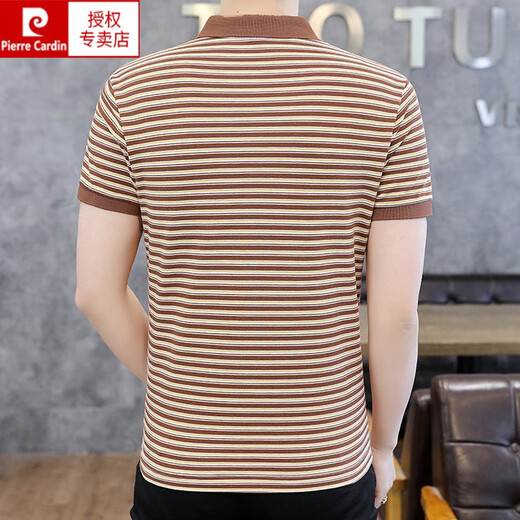 Pierre Cardin 2024 Été Nouveau revers masculin Polo à manches courtes à manches courtes T-shirt à rayures Top à rayures Men Gray Y6626 Courte 2xl