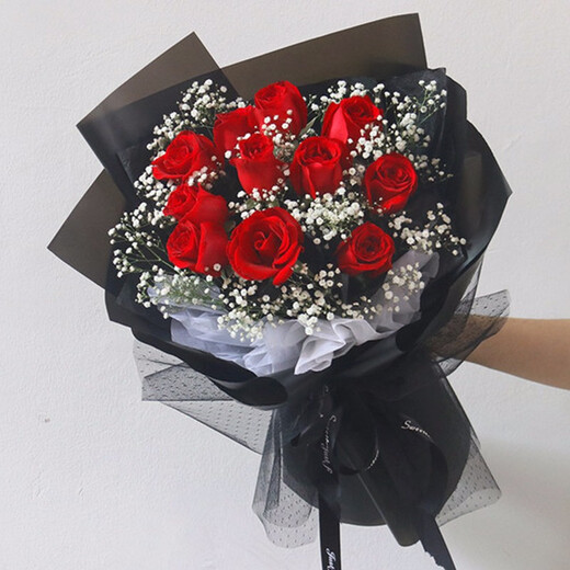 Romantic season flower express delivery in the same city. Red rose bouquet to express love to girlfriend, birthday gift, wedding anniversary, national flower shop. 11 red rose bouquets - birthday style. Delivered today - flower delivery time can be made by appointment.