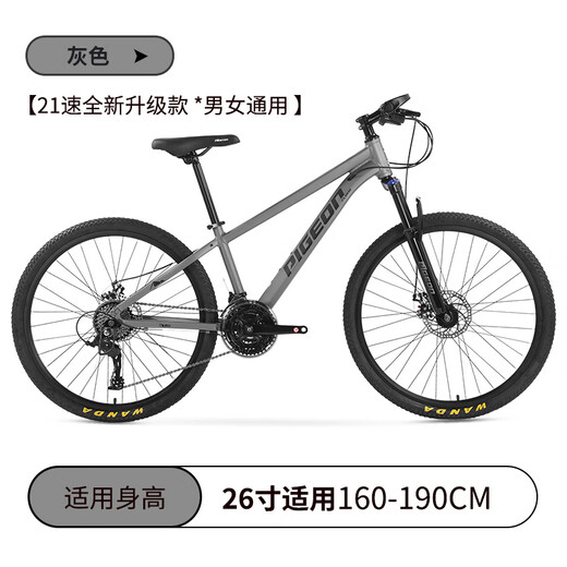 FG FLYING PIGEON bicycle, big children's 21-speed mountain bike, youth shock-absorbing bicycle, student bicycle 26 inches gray