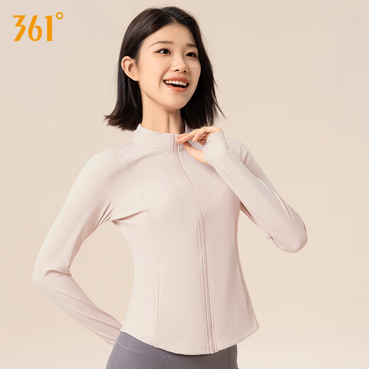 361 Fitness Sportswear Women's Long Sleeve T-Shirt Jacket Sports Top Pilates Training Running Outdoor Yoga Wear Soft Mist Powder L