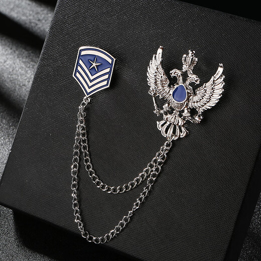 QUAMER轻奢品牌男士胸针胸花韩国西服徽章盾牌翅膀链条别针扣领针女复古 G3