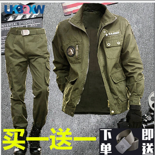 XQB pure cotton thickened anti-scalding and wear-resistant welding work clothes suit for men spring and autumn work clothes construction site dirty-resistant labor protection clothing four-pocket navy blue single pants pure cotton anti-scalding 2XL suitable for 125-145Jin Jin equals 0.5 kg