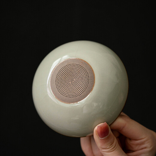 Xiyuanji Beige Ru Kiln round tea drain tea filter ceramic tea strainer tea cup filter household tea making artifact tea separator round tea drain set (Beige Ru Kiln)