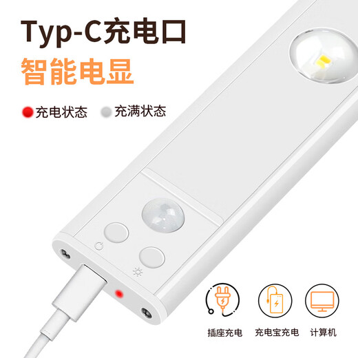 智特（ZT）人体感应灯带智能酒柜一灯三色玄关进门感应灯无线LED充电猫眼灯 60CM【常亮+人体感应+调光色】