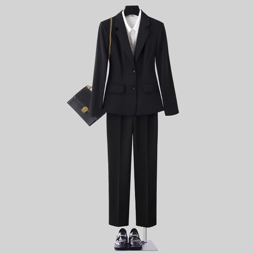 Troman black suit suit, women's business attire, formal interview attire, college student work clothes, suit jacket, two-piece set