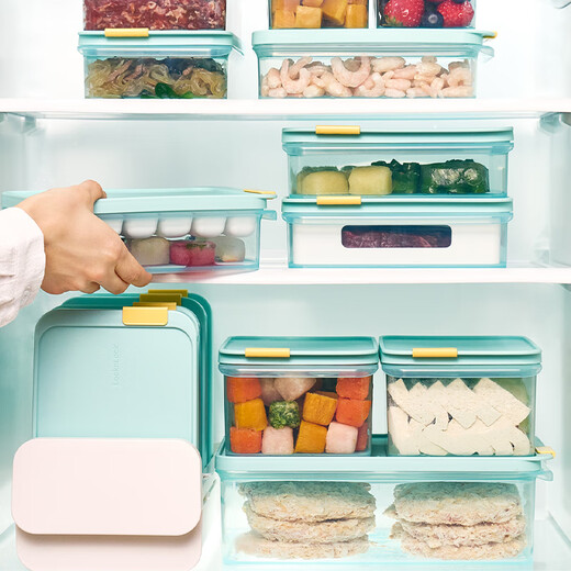 LOCK&LOCK refrigerator storage box plastic crisper portable fruit multi-size lunch box lunch box mint blue 750ml