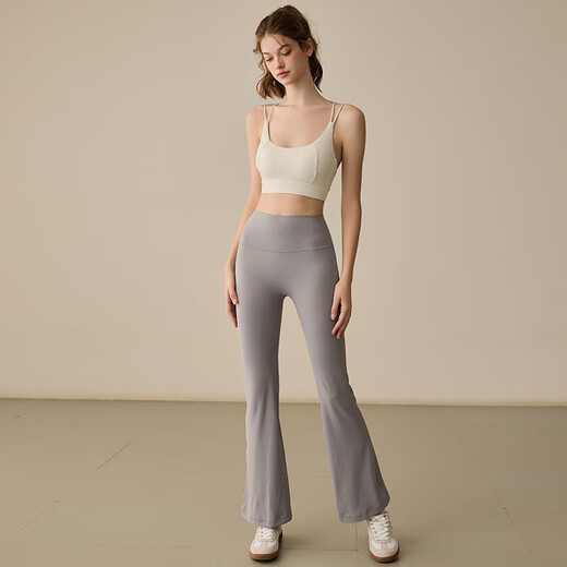 LULUUVTTOH Pilates Training Micro-Large Yoga Pants Women's Non-Revealing Triangular Area Sports Fitness Pants Running Tight Pants Rhino Gray S (Recommended 80-100 Jin Jin equals 0.5 kg)