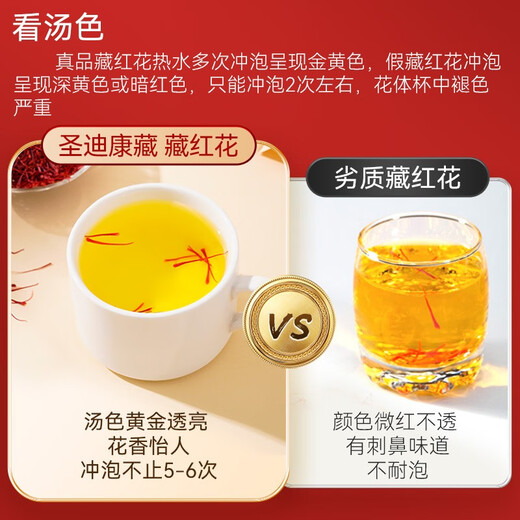 Shengdi Kangzang Tibetan saffron selected premium saffron full length silk saffron health gift Chinese Valentine's Day and Mid-Autumn Festival gift 10g double flat gift box for personal use