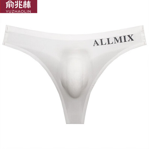 Yu Zhaolin (YUZHAOLIN) T-string low-waist U-convex elastic tight sexy men's T-underwear one-piece ice silk seamless buttocks exposed sports and fitness men's DZ ice silk black one XL