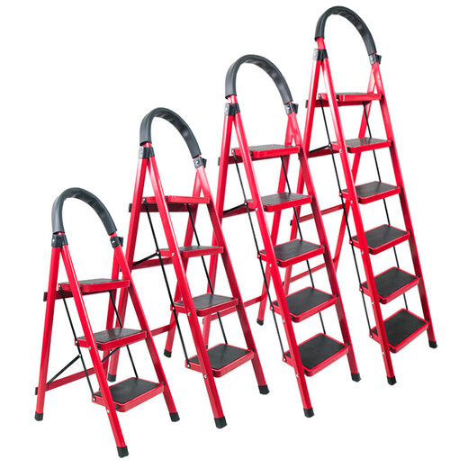 Échelle à chevrons pliante multifonctionnelle Jingulao, échelle d'escalade portable à épaississement rouge épaissisé, échelle de rangement multiples, échelle de six étapes, KZS-683