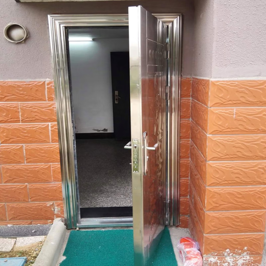 奇立彩304不锈钢门单门防盗门家用乡村阳台农村自建房大门工程进入户门 六方格860*2050外包外右