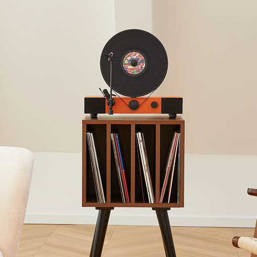 Fennessy Vertical LP Vinyl Rack Vinyl Cabinet Record Player Gramophone Base Storage Rack Bluetooth Audio Bookcase Small Cabinet Side Cabinet Storage Cabinet Walnut Color