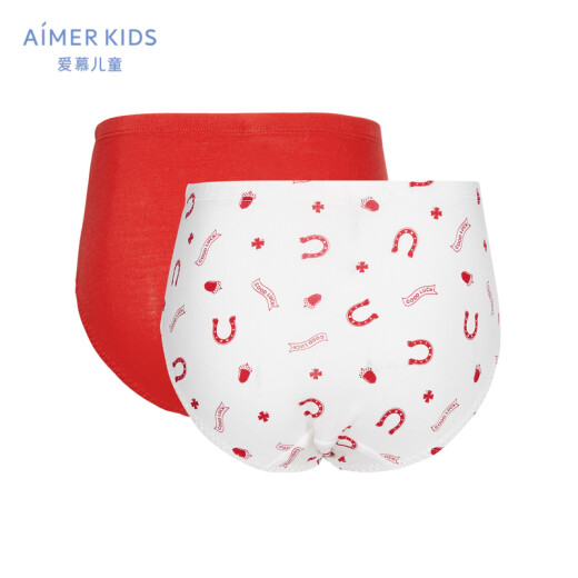 Optimized AimerKids children's underwear underwear modal bag girls mid-waist briefs (two-piece bag) AK1224171 red + printing ZS1160