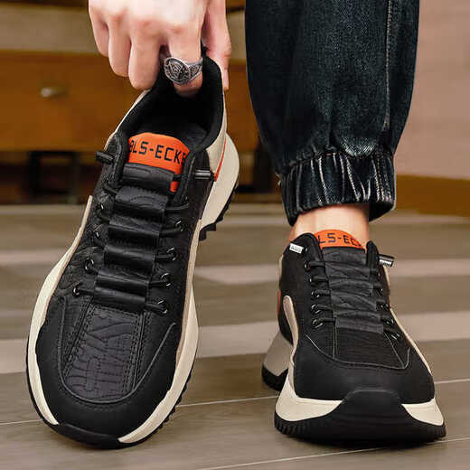 Qinpin Qingdao Fukelai Men's Shoes Spring Autumn and Winter New Leather Sports Shoes Men's Dad Shoes Anti-Slip Travel Running 9911 Mi Blue 42