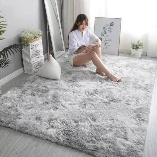 Mengling plush silk wool bedroom strip carpet, skin-friendly, non-slip and lint-free, simple silver gray 70*160cm