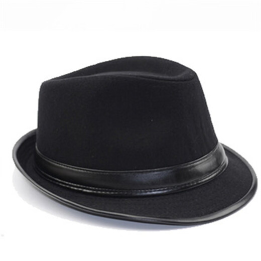 Gardenia hat men's spring and autumn hat men's hat winter woolen warm autumn and winter middle-aged and elderly jazz hat winter old man hat gray leather edge