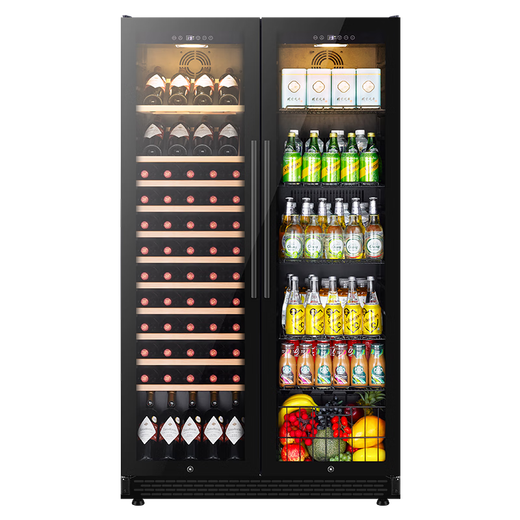 Bacchus double-door wine cabinet 150 bottles 1.76 meters ice bar constant temperature wine cabinet home refrigerated tea beer champagne wine built-in wine storage cabinet large living room villa left wine display + right wine display (integrated dual temperature air cooling) 116 bottles