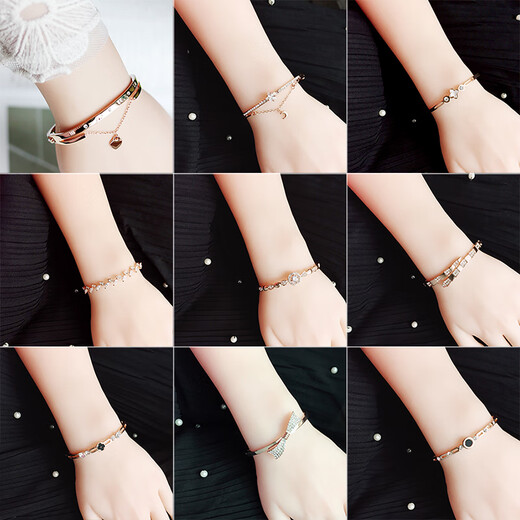 DR-FLVVS Color Gold Bracelet Korean Style Heart Girl Simple Roman Numeral Rose Gold Korean Bracelet Black Four-Leaf Clover