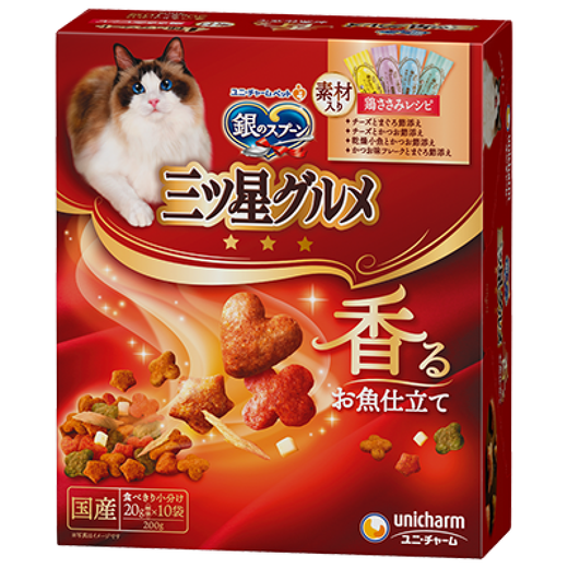Du Lailin Japan's original imported silver spoon Samsung gourmet cream cat biscuit crispy silver spoon cat food hair removal ball snack chicken recipe chicken comprehensive 4 flavors + ingredients 20 1 box