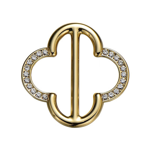 Zuoou four-leaf clover silk scarf buckle high-end small square scarf knotted buckle multi-purpose shirt streamer scarf corner new fixed button rhinestone four-leaf clover rose gold