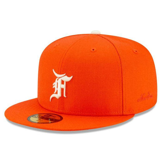 MLB men's and women's baseball caps New Era orange non-adjustable wool hat 59FIFTY visor 4260681 single 7 (suitable for head circumference 55.8cm)