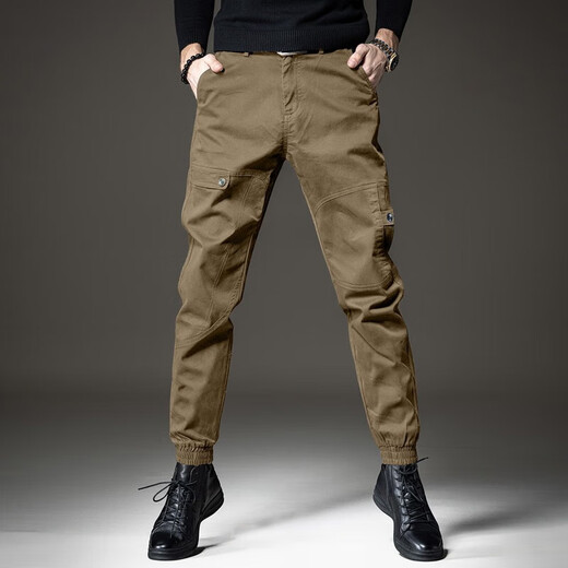 Хлопковые высококачественные американские комбинезоны для мужчин, зима 2025, новые облегающие бархатные брюки, мужские осенние и зимние высокие черные L рекомендуется 130-150 Jin Jin = 0,5 кг