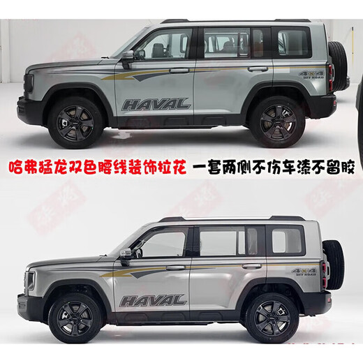Tucker is suitable for 23 models of Haval Raptor Hi4 car decals, off-road decals, body color strips and waistline decoration, Raptor spare tire Y model black 15CM