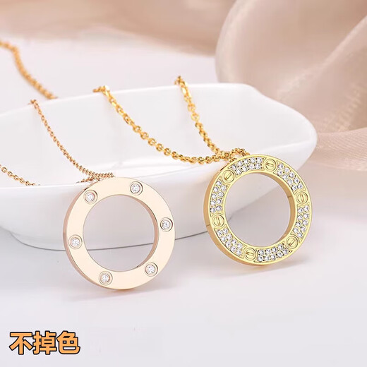 Fat Donglai's same style 18K gold cake necklace for women, summer niche design, rose gold ins Internet celebrity round cake, cake full of diamonds - silver original quality