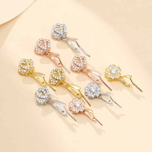 Fat Donglai's same 18K gold button head silver gold-plated silver pendant Buddha oblique hole pendant melon seed buckle Guanyin jade pendant gold color clip thickness 4* clip distance 4mm