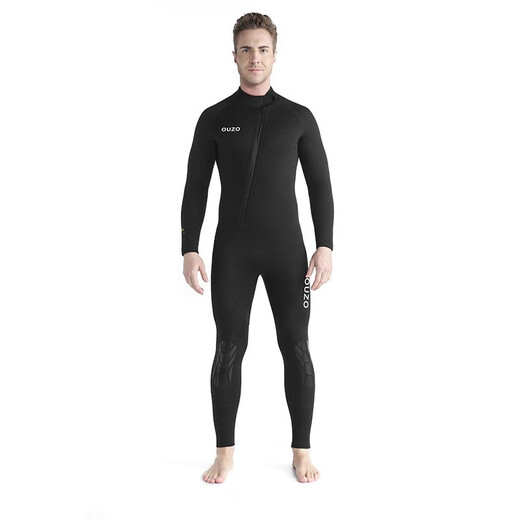 OUZO men's 5MM thickened one-piece wetsuit swimsuit winter swimming warm sun protection surfing suit jellyfish suit snorkeling equipment men's black M
