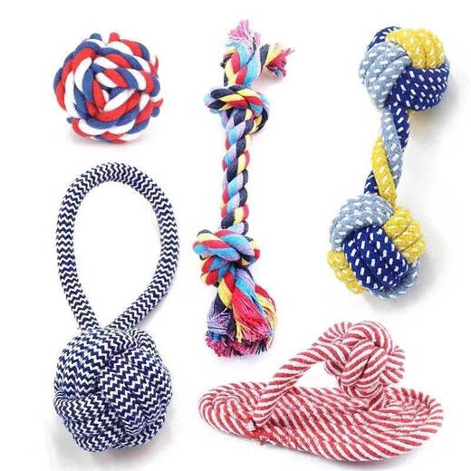 Cute dog teething resistant cotton rope toy, small, medium and large dog toy, knotted toy, braided chewing rope for pets, carrot + cotton rope dumbbell + hand-pulled corn cob