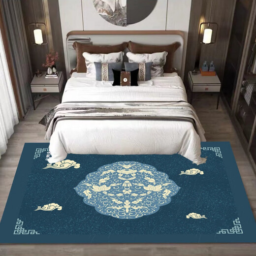Gu Die New Chinese Style Bedroom Carpet Bedside Rug Autumn Sleepable and Sitting Bedroom Room Whole Layer Machine Washable Balcony Bay Window Ran Ran Sandalwood Custom Size (Contact Customer Service)