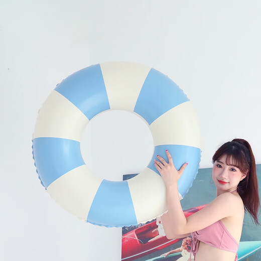 Zhenxiqi adult swimming ring female thickened lifebuoy retro swimming ring inflatable armpit ring adult water swimming equipment blue stripes suitable for 95-150Jin Jin equals 0.5 kg