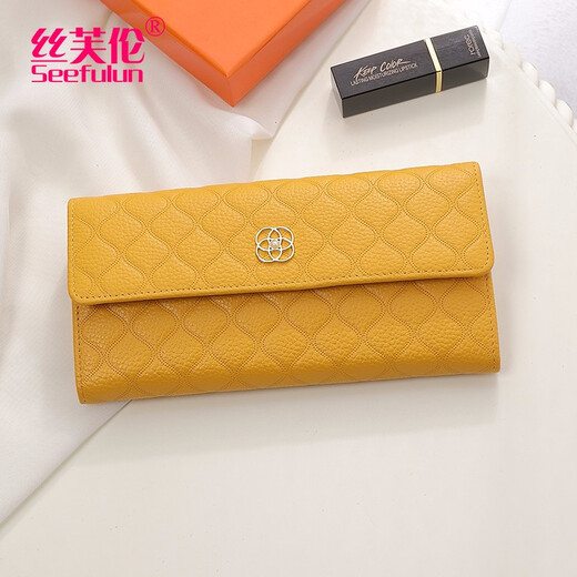 Sephoron Double 11 Korean version yellow wealth-gathering hand wallet high-end soft cowhide wallet to hold mobile phone handbag wallet yellow